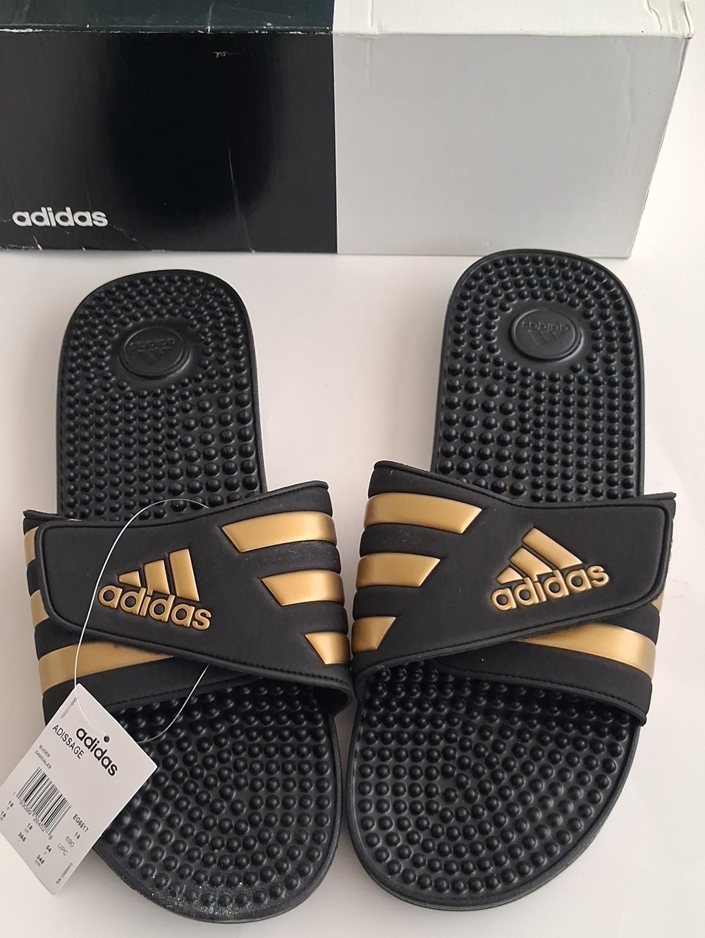 adidas Black and Gold Slide Sandals